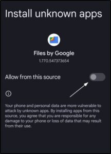 enable settings to install the gcam from unknown apps